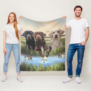 Labrador Retrievers, (Hunting dogs) Fleece Blanket