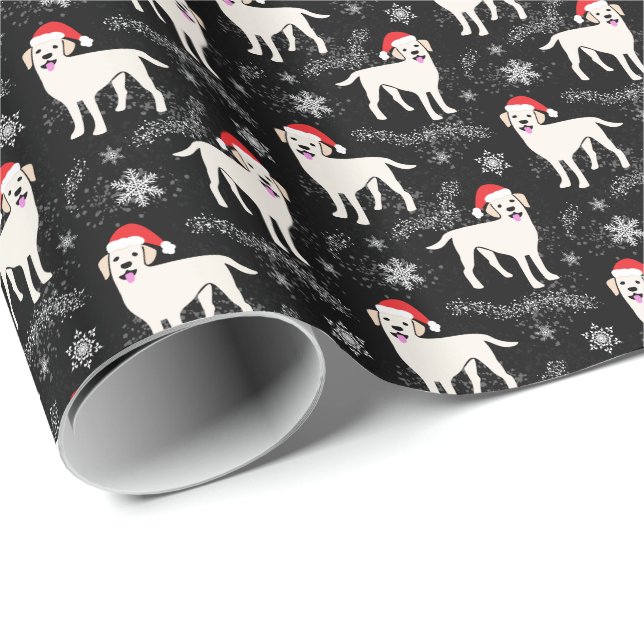Labrador Retrievers in Christmas Hats Snowflakes Wrapping Paper (Roll Corner)