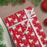 Labrador Retrievers in Christmas Hats Snowflakes Wrapping Paper<br><div class="desc">Cute labrador retrievers in santa hats with snow and snowflakes in the background. The background colour is customizable.</div>