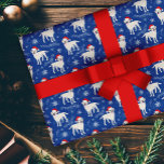 Labrador Retrievers in Christmas Hats Snowflakes Wrapping Paper<br><div class="desc">Cute labrador retrievers in santa hats with snow and snowflakes in the background. The background colour is customizable.</div>