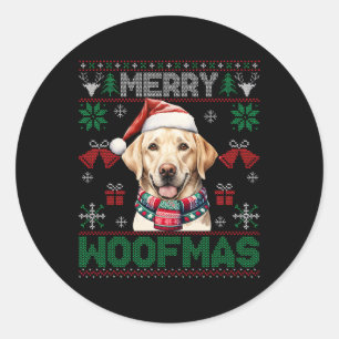 Labrador Retrievers Merry Christmas Woofmas Dog Lo Classic Round Sticker