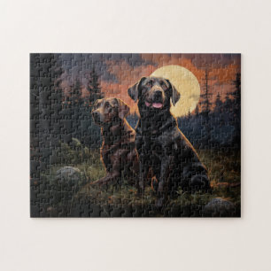 Labrador retrievers on a moonlit night  jigsaw puzzle