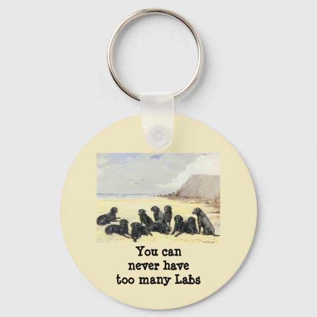 Labrador Retrievers On The Beach Keychain (Front)