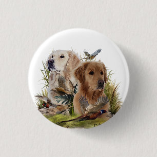 Labrador Retrievers with Pheasant ,Art 1 Inch Round Button
