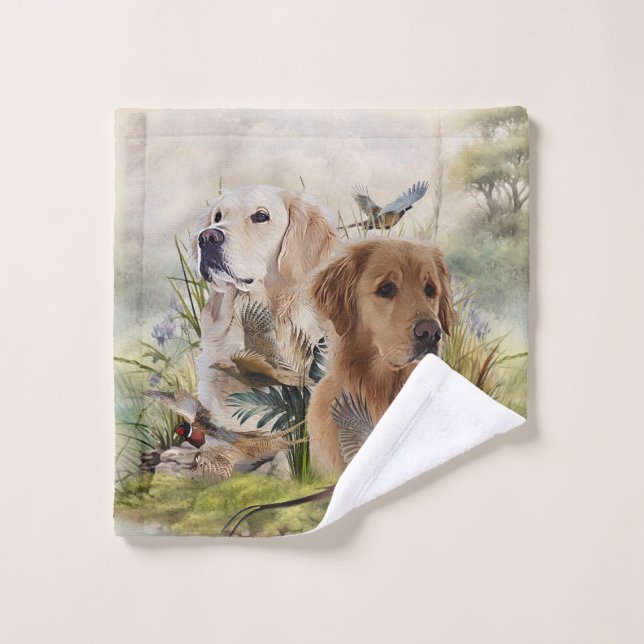 Labrador Retrievers with Pheasant ,Art  Bath Towel Set (Wash Cloth)