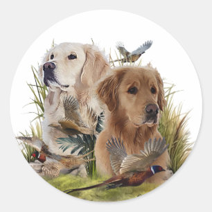 Labrador Retrievers with Pheasant ,Art  Classic Round Sticker