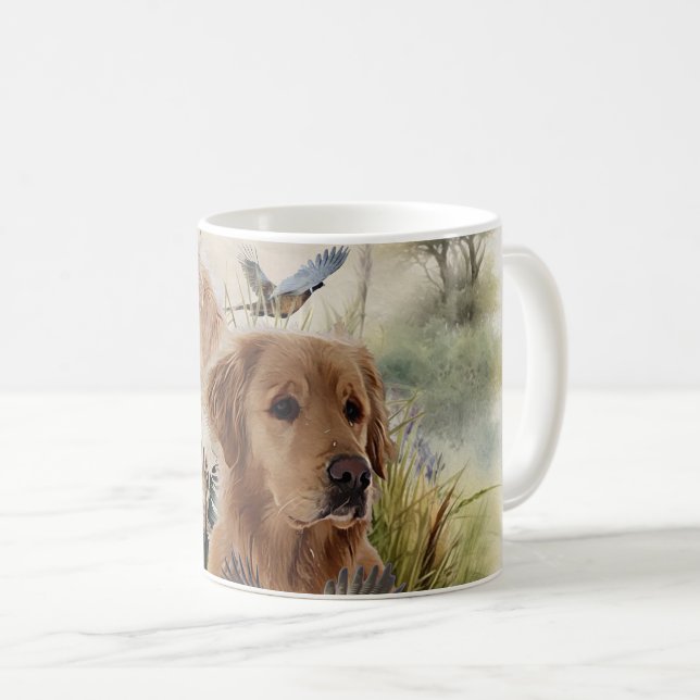 Labrador Retrievers with Pheasant ,Art  Coffee Mug (Front Right)