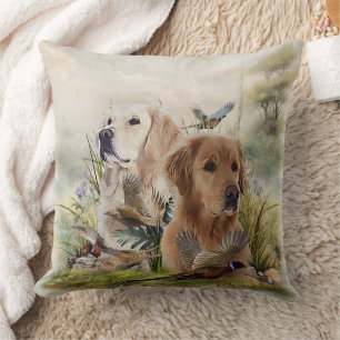 Labrador Retrievers with Pheasant ,Art Throw Pillow