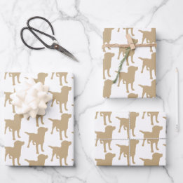 Labrador Retrievers Yellow Dog Pattern Wrapping Paper Sheet