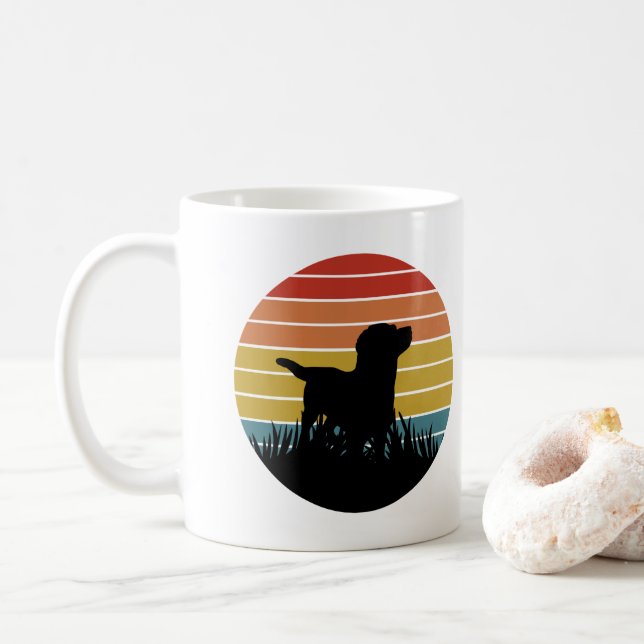 Labrador Retro Sunset Coffee Mug (With Donut)