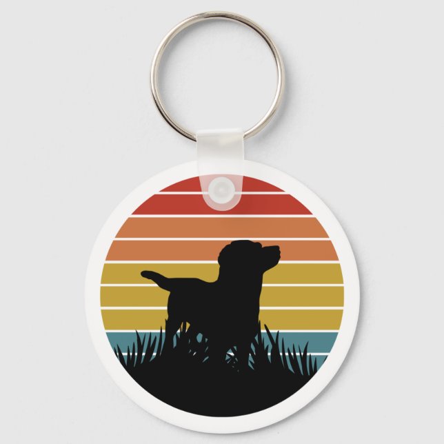 Labrador Retro Sunset Keychain (Front)