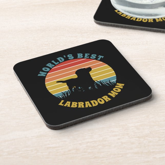 Labrador Retro Sunset Personalized Coaster (Left Side)