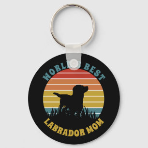 Labrador Retro Sunset Personalized Keychain