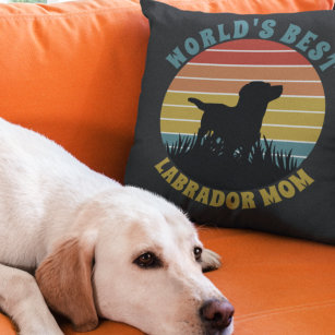 Labrador Retro Sunset Personalized Throw Pillow