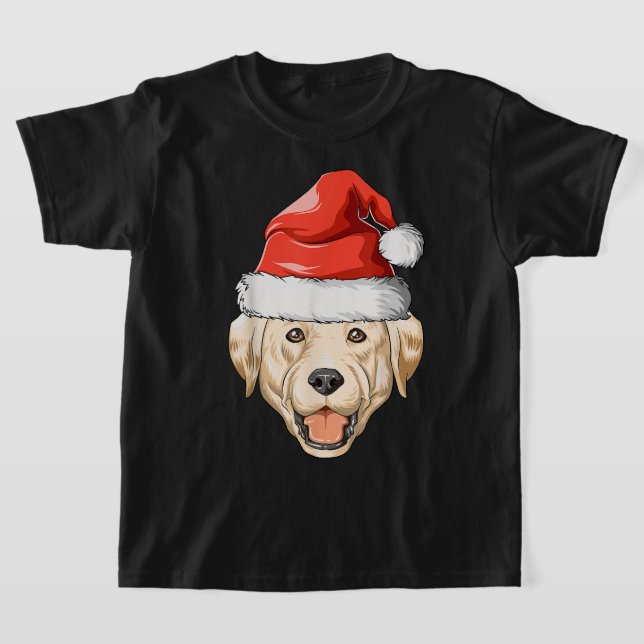 Labrador Santa Hat Christmas Labrador T-Shirt (Laydown)