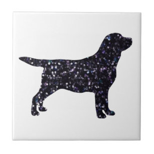 Labrador Silhouette - Glitter Dog - Black Lab Tile