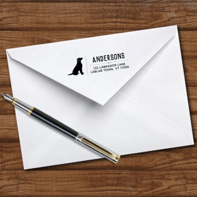 Labrador Sitting Outline Return Address Self-inking Stamp (Classic Labrador Silhouette Return Address Self Inking Stamp.)