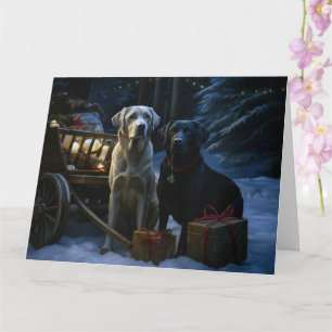 Labrador Snowy Sleigh Christmas Decor Card