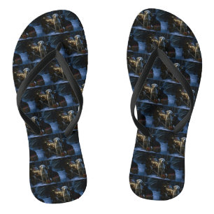 Labrador Snowy Sleigh Christmas Decor  Flip Flops