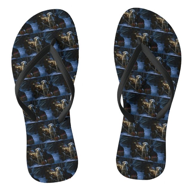 Labrador Snowy Sleigh Christmas Decor  Flip Flops (Footbed)