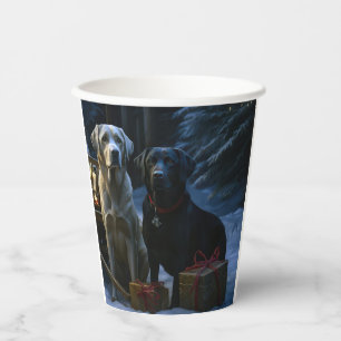 Labrador Snowy Sleigh Christmas Decor Paper Cups