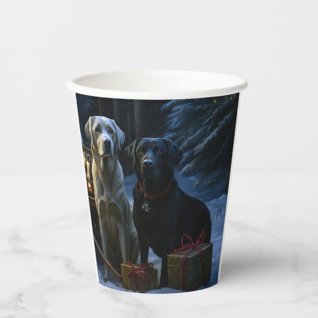 Labrador Snowy Sleigh Christmas Decor  Paper Cups (Front)