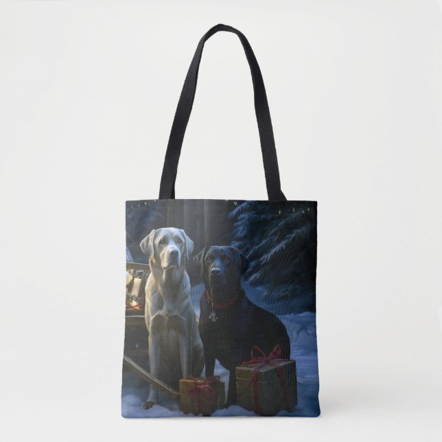 Labrador Snowy Sleigh Christmas Decor  Tote Bag (Front)