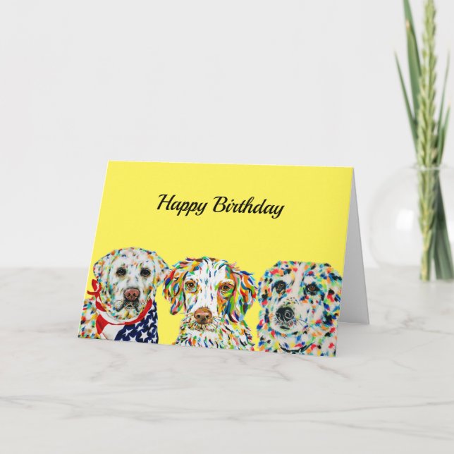 Labrador Spaniel Border Collie Birthday Card (Front)