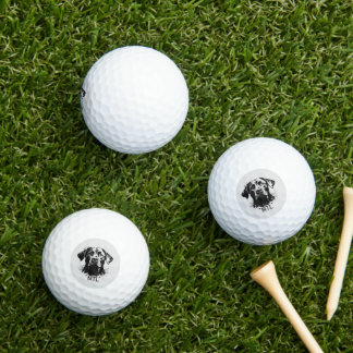Labrador Splash Art Black Personalized Initials Golf Balls