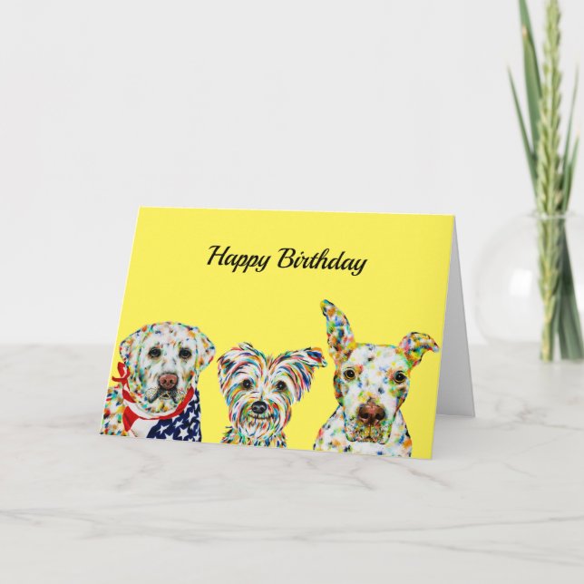 Labrador, Terrier, Pitbull Birthday Card (Front)