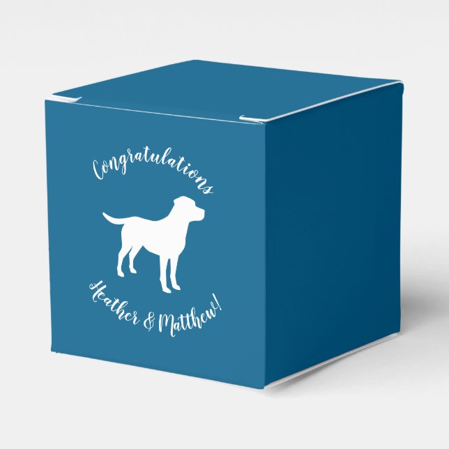 Labrador Theme - Dog Baby Shower Blue Lab Favor Box (Front Side)