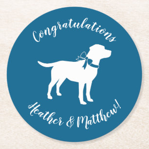 Labrador Theme - Dog Baby Shower Blue Lab Round Paper Coaster