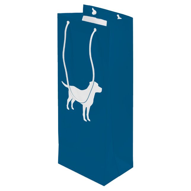 Labrador Theme - Dog Baby Shower Blue Lab Wine Gift Bag (Back Angled)