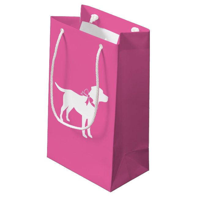 Labrador Theme Dog Baby Shower Pink Lab Small Gift Bag (Back Angled)