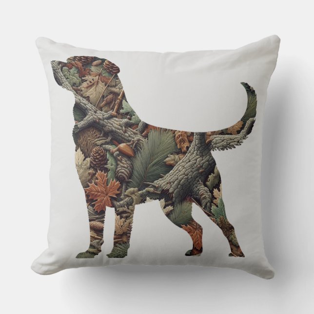 Labrador Throw Pillow with Camouflage (Front)