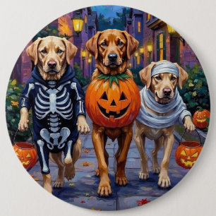 Labrador Trick-or-Treating in Halloween Costumes 6 Inch Round Button