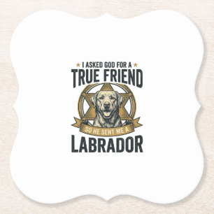 Labrador True Friend Vintage Dog Lover Design_1 Paper Coaster