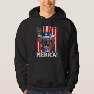 Labrador USA Patriotic Dog Apparel American Flag M Hoodie