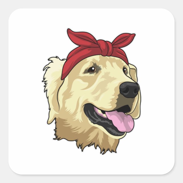 Labrador with Bandana Square Sticker (Front)