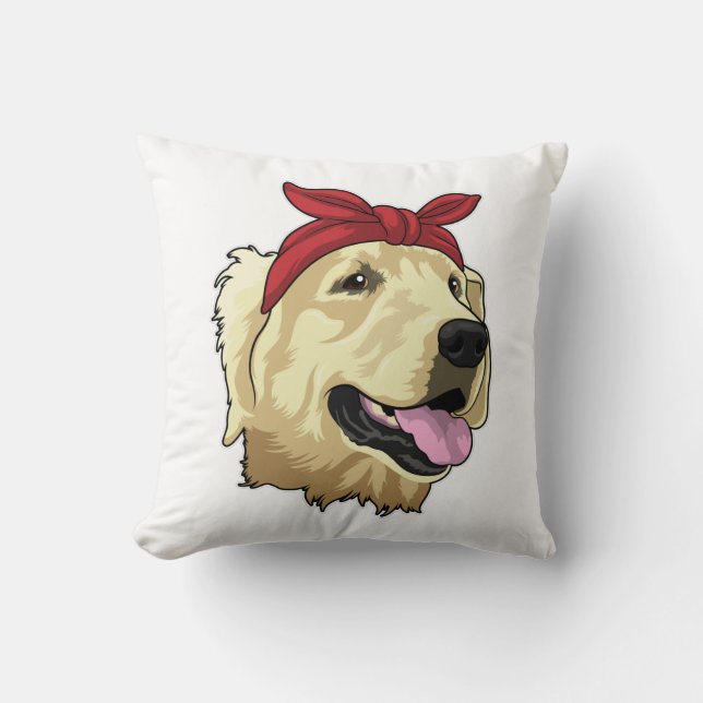 Labrador with Bandana Throw Pillow (Front)