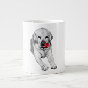 Labrador with bright red joy large coffee mug