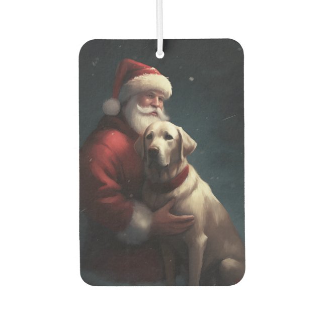 Labrador With Santa Claus Festive Christmas  Air Freshener (Front)