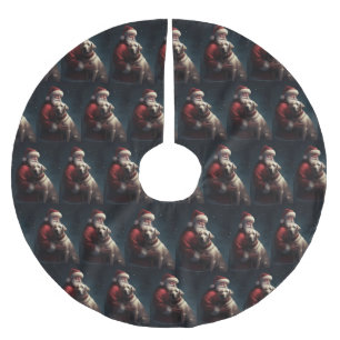 Labrador With Santa Claus Festive Christmas Brushed Polyester Tree Skirt