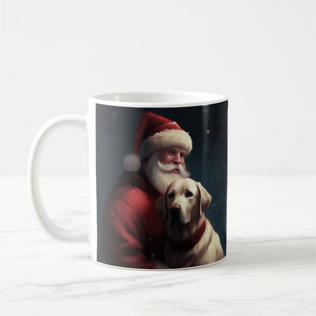 Labrador With Santa Claus Festive Christmas  Coffee Mug (Left)