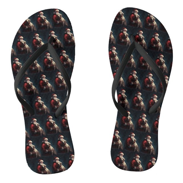 Labrador With Santa Claus Festive Christmas  Flip Flops (Footbed)