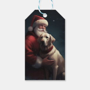Labrador With Santa Claus Festive Christmas  Gift Tags