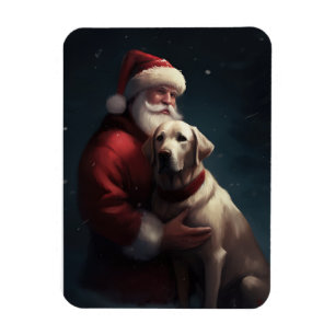 Labrador With Santa Claus Festive Christmas  Magnet