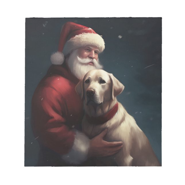 Labrador With Santa Claus Festive Christmas  Notepad (Front)