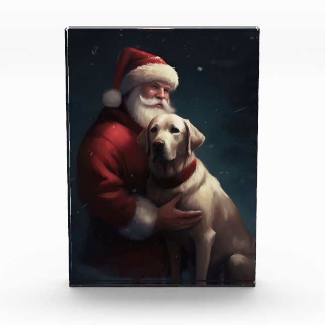 Labrador With Santa Claus Festive Christmas  Photo Block (Front)