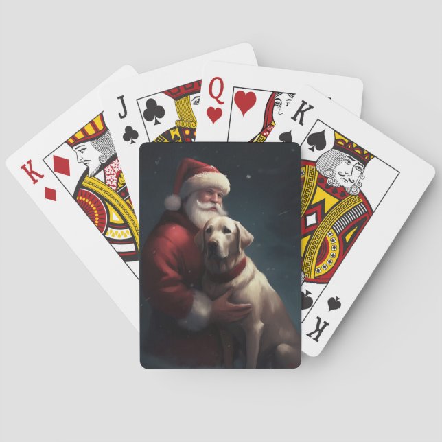 Labrador With Santa Claus Festive Christmas  Playing Cards (Back)